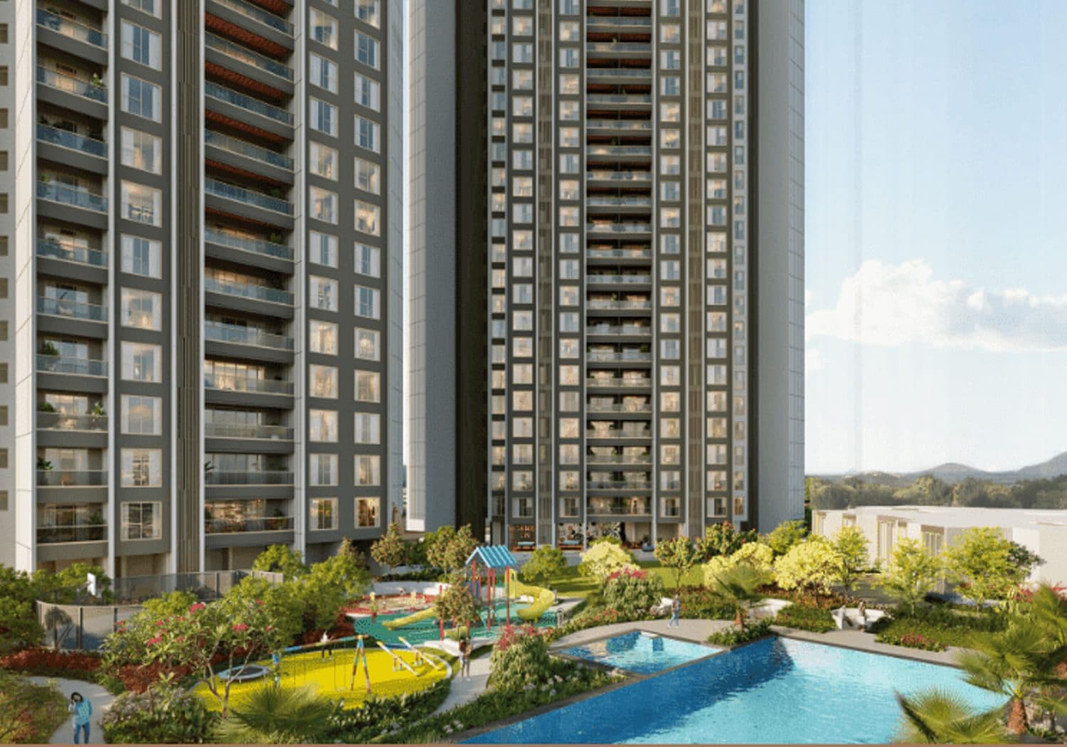 Towers above the pool deck, artistic impression