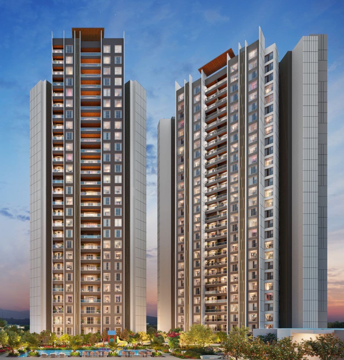 Front elevation of both towers, artistic impression